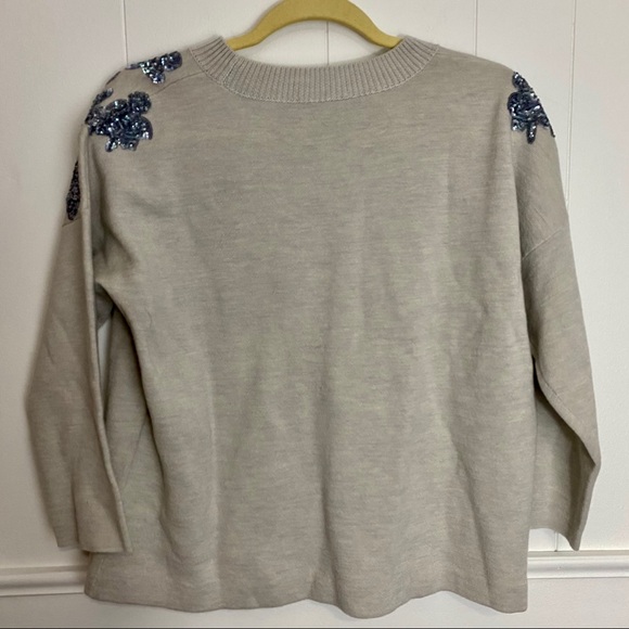 J CREW Merino Wool Floral Sequin Sweater S - Picture 3 of 8